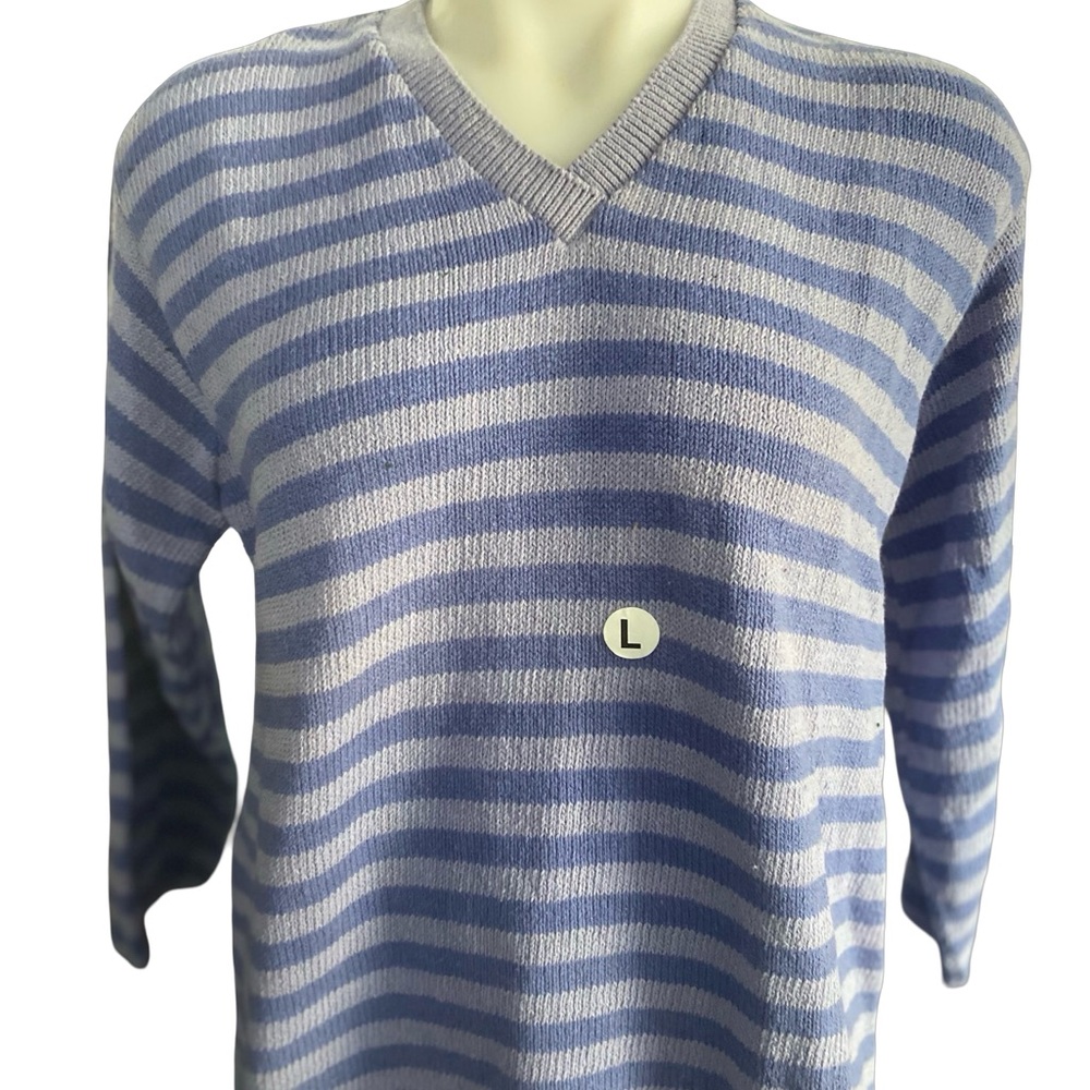 Vintage NWOT RARE Lavender Striped V-Neck Sweater